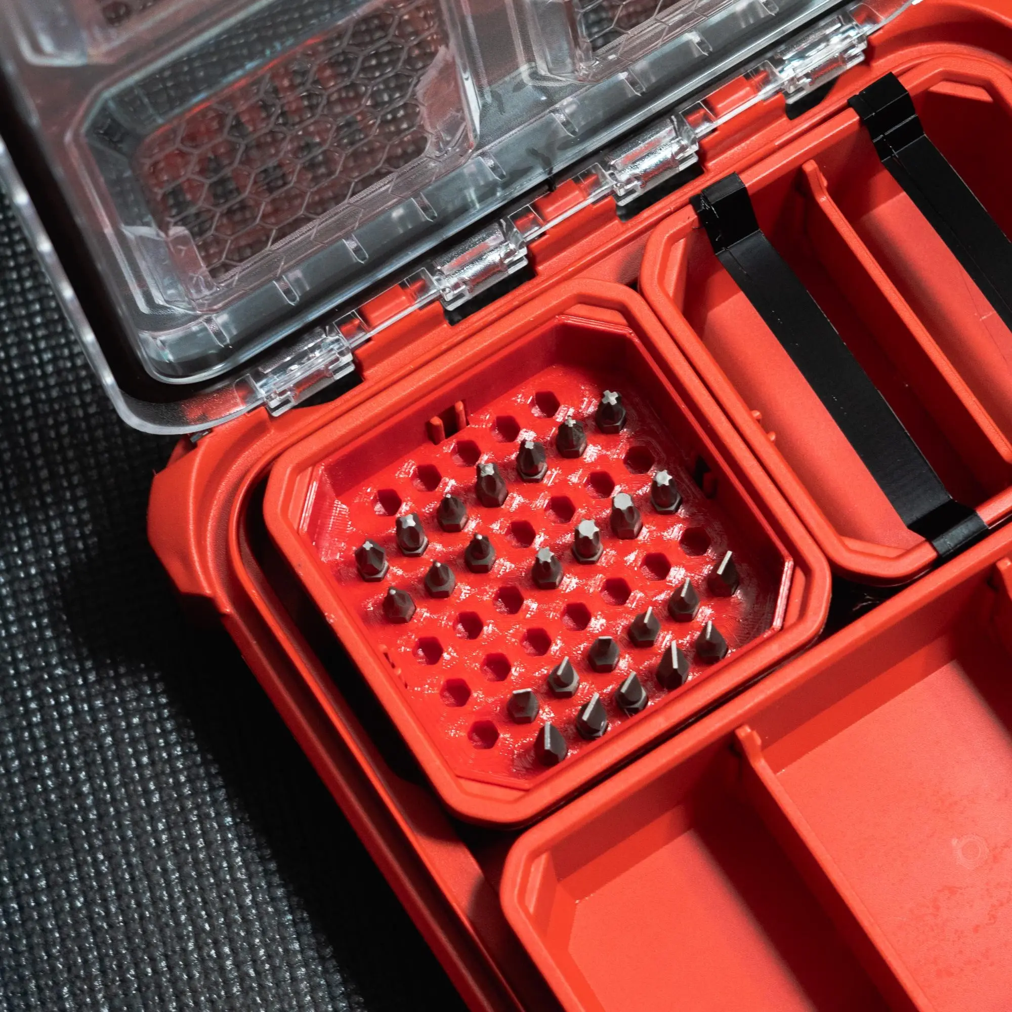 Packout Bin Hex Bit Organizer Holds 45 Bits | Packout Compatible Bit Holder | Toolbox Storage Insert