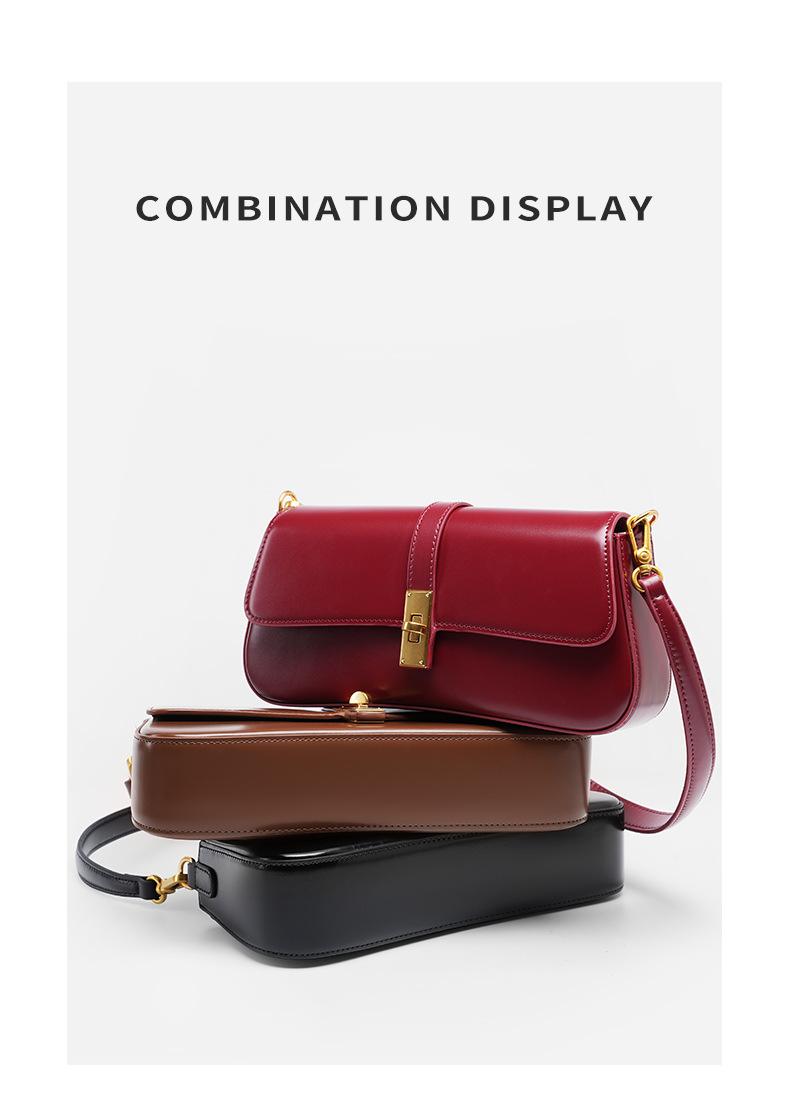 Women's Minimalist Shoulder Bag Smooth Faux Leather Underarm Purse with Metal Lock Versatile bag