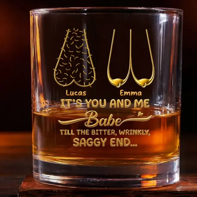 It's You And ME Babe Till The Bitter,.. Personalized Glass, Independence Day Gift, Constitution Day, Memorial Day, Whiskey Lover Gift, Happy Wedding, Friendship Whiskey Glass, State to State Engraved Bourbon Glass, Personalized Gift for Best Friend