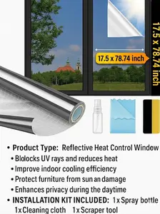 Window Privacy Film One Way, Reflective Mirror for Daytime Home Office Use, UV Sun Blocking, Heat Control17.5 x 78.74 Inches