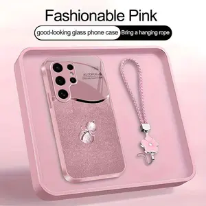 Suitable for [Galaxy S24 Ultra] high-end phone case，a beautiful four-leaf clover lanyard is included,printed case, no glitter，a lucky gourd will bring you good fortune，a variety of colors are available for you to choose from 995