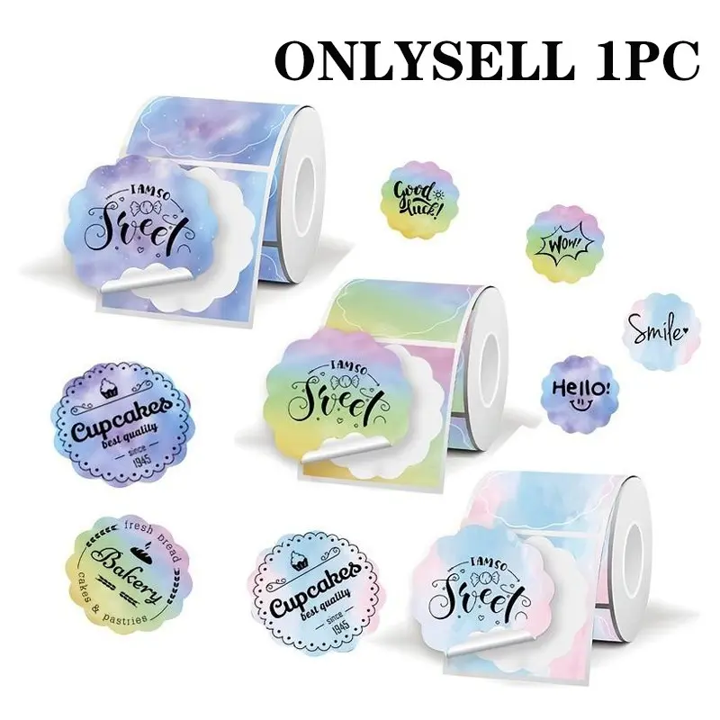 Gradient Color Thermal Label Paper, Rolls Labels, Compatible with M110/m220/m120/m221 Printers, Address, Barcode, Price Tag Stickers, Thermal Printing Labels, Durable, Multiple Sizes, Office Supplies
