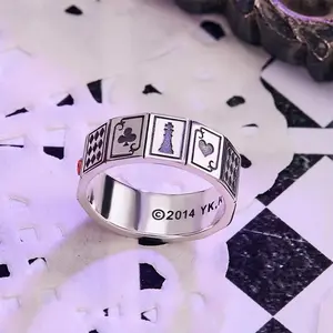 New 2023 Men's Vintage Lucky Stone Magician Playing Card Rings Ladies Punk Square Zircon Finger Jewelry HipHop Jewelry Wholesale