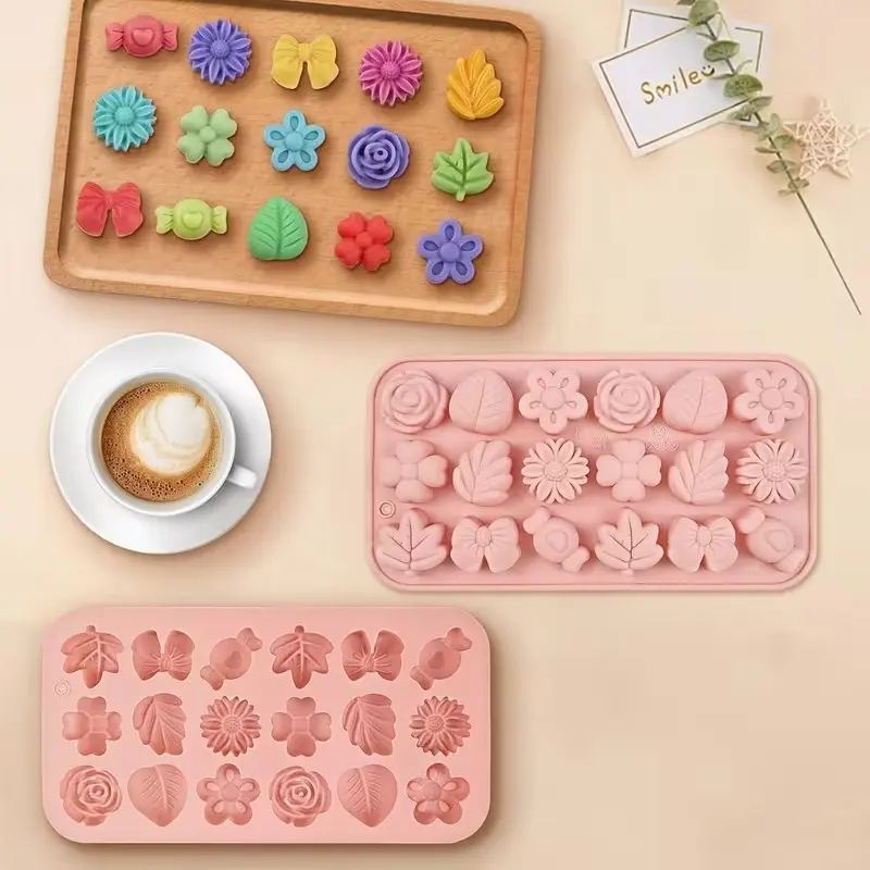 3pcs Silicone Candy Molds, 18-Cavity Baking Mold for Chocolate, Candy, Cake, Sunflower Shape, Ideal for Birthdays, Weddings