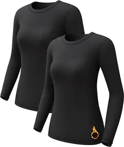 Value 2-Pack Women's Fleece-Lined Thermal Tops ️ Winter Heat-Locking Base Layer Essential - Windproof, Heat-Retaining & Non-Bulky, Warmth & Comfort All in One, Must-Have for Fall & Winter Layering