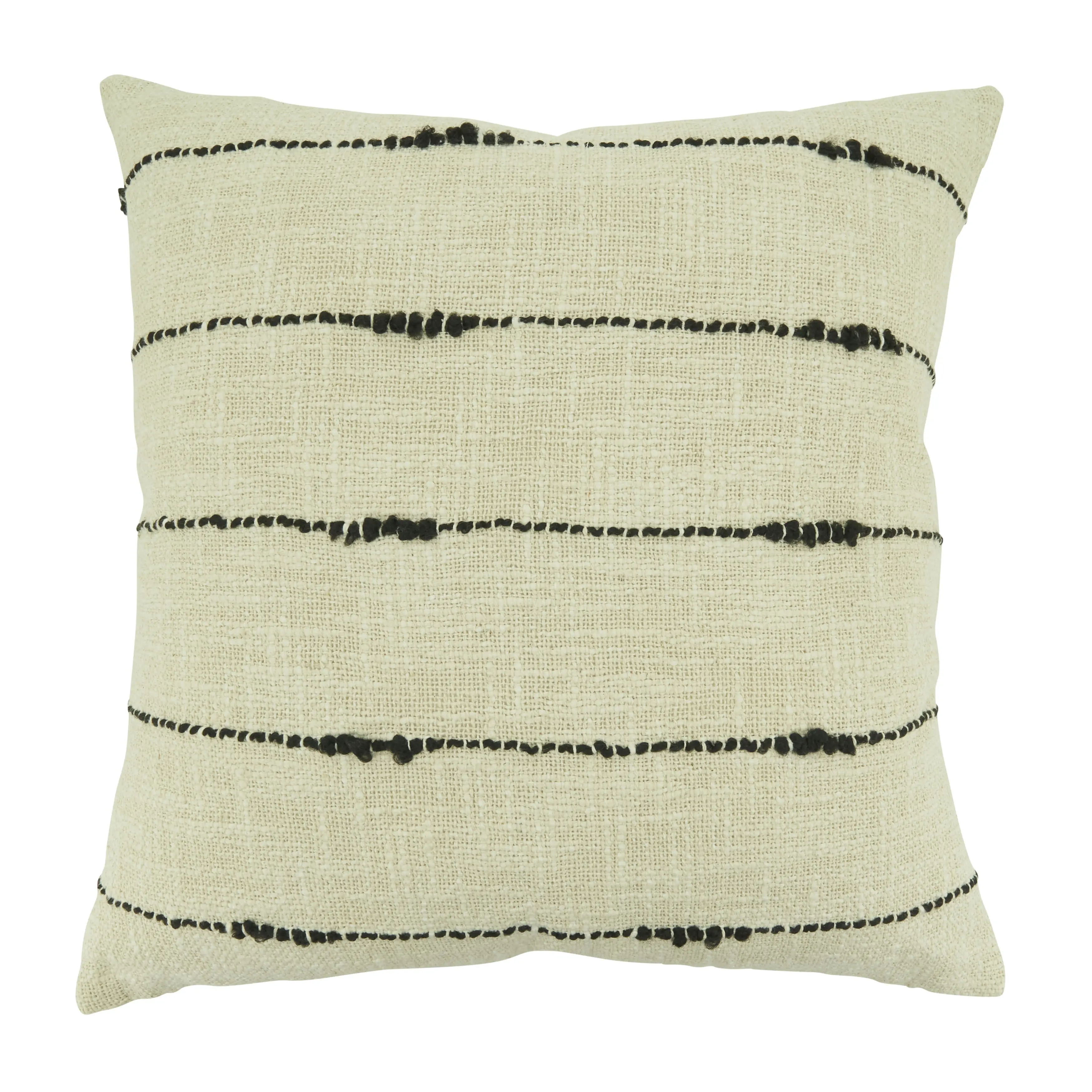 20 in. Chic Stripe Woven Square Poly Filled Throw Pillow, Natural