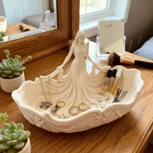 New Elegant Goddess Jewelry Storage Tray, Decorative Home Desktop Organizer, Simple and Stylish, Perfect for Holidays and Gifts
