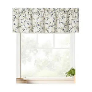 Ellis Vintage Stylish Medium Scale Printed Vine Pattern 3" Rod Pocket Scallop Valance Lined 58"x15" Azure