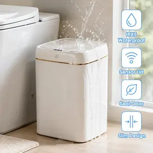【DealsForYouDays】Touchless Motion Sensor Plastic Trash Can for Home & Office