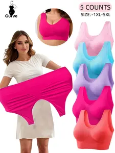 【Plus Size】 Women's Super Soft Wireless Seamless Bra,Comfortable & Breathable Simple Basic Chest, No Padding,Lady Lingerie Casual Underwear Top,Perfect For Daily Wear,All Seasons