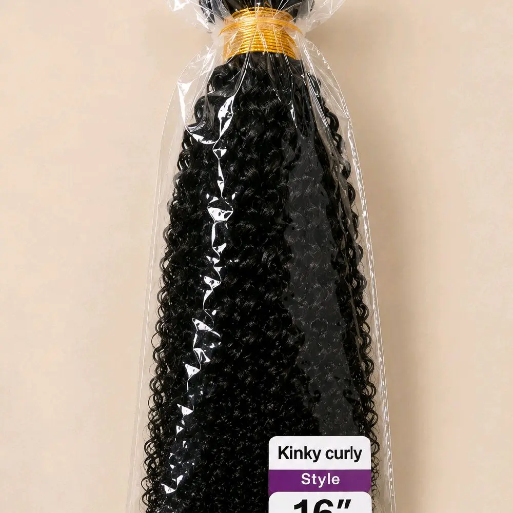 100% Human Hair Kinky Curly Bundles – Natural Black Double Weft Hair Extensions 16 Inch