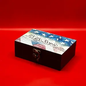 We The People Custom Memory Box - Patriotic Edition, Handcrafted Wooden Storage Box with Lid, Ultra-Durable UV Printed Design, 4x6 Inches - Organiser, Gift, Container Ornaments