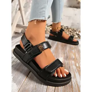 Women's flat sandals featuring adjustable double straps, comfortable and easy-to-wear leather insoles, suitable for all-day wear, stylish summer sandals perfect for casual outings and beach trips, Lightweight Strappy Sandals
