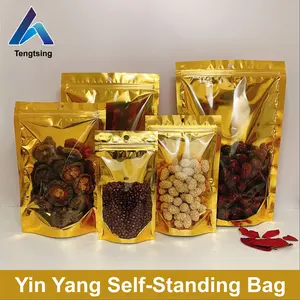 100pcs Half-Transparent Pe Self-Sealing Bags, Candy Dry Goods Food Sealed Plastic Packaging, Yin Yang Bone Bags