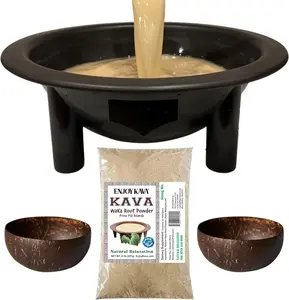 Enjoy Kava Combo - Traditional Kava Bowl, 4.5 Litre, 8 Oz Kava, 2 Kava Bowl, Great For Kava Lovers!