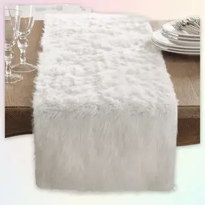 72"x15" Faux Fur Table Runner Whe - Saro Lifestyle