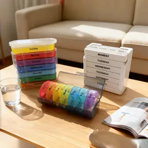 Weekly Pill Organizer Box 4/2 Times a Day,Large 7 Day Pillsbox Container,Portable Travel Pill Case for Medicine Vitamins,Fish Oils and Supplements
