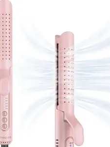 2-in-1 straightener and curler, anti scald curling iron, 360 ° air conditioning, 5-speed temperature and dual voltage, suitable for long and short curlers