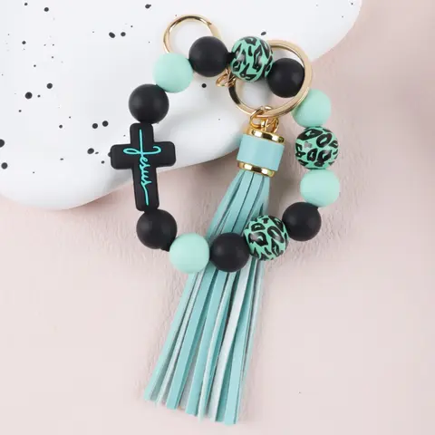 Sweet Style Beaded Keychain Set for Women, Multicolor Fringe Silicone Key Ring, Fashionable and Practical Gift for Friends and Mom, Keyrings