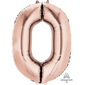 Rose Gold 0 Number Balloon 34''