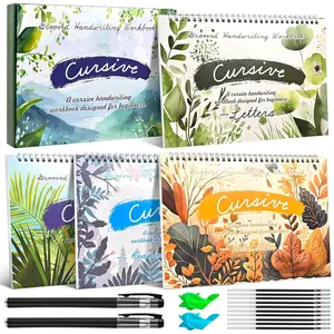 4-Pack  Grooved Cursive Handwriting Workbooks with Disappearing Ink Pens, Cursive Practice Kit for Letters, Words, Sentences & Reading, Cursive Handwriting Workbook Ages 6-12