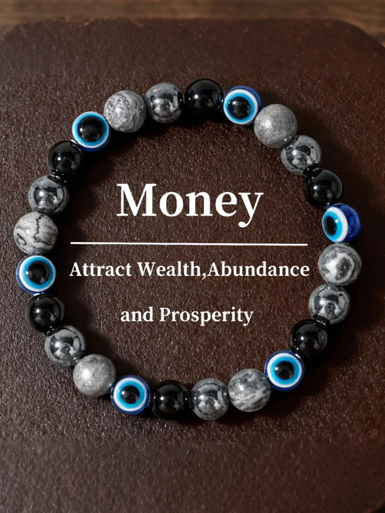 Natural Devil Eye Crystal Bracelet, Hand Selected Crystals, 8mm Root Protection Stone, Attracts Wealth Prosperity, Unisex Energy Jewelry, Casual Auspicious Occasion, High Quality Bracelet