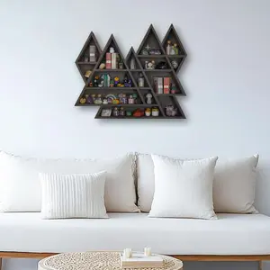 FNYDOX Triangle Mountain Crystal Wall Display Shelf, Rock Gem Healing Stone Holder, Witchy Decor Gift for Women, Trinket & Knick Knack Organizer