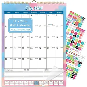 Calendar 2025, Large Wall/Desk Calendar 2025 from July 2025 to Dec 2026, 22''x17'' Monthly Calendar Planner 2025-2026 with Plastic Cover for , Office, School