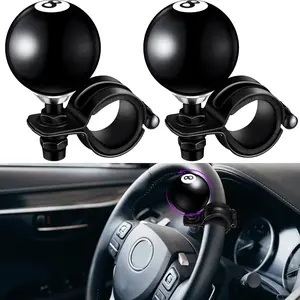 2 Pcs Black 8 Ball Steering Wheel Knob Spinner Suicides Knob for 360 Degrees Rotation Steering Wheel Accessories for Cars Trucks Semis Tractors