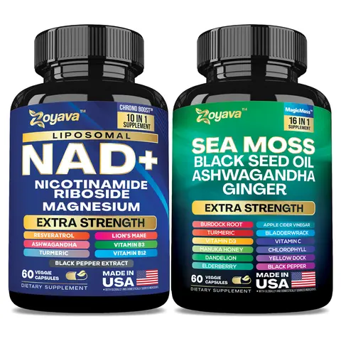 Eternal Vitality Bundle - Zoyava NAD+ & Sea Moss All-in-One Supplement Combo for Extra Skin Aging Support, Multivitamin, & Overall Wellness - Made in USA