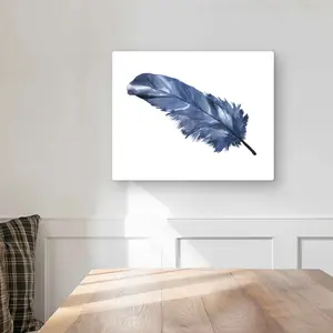 212 MAIN 16x20 in. Lightweight Aluminium Blue Feather Artistic Metal Print Wall Art, Nature-Inspired Home Decor Decoration with Vivid Colors, Ideal Gift for Room Decor Enthusiasts