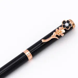 Black Women's Flower Gel Pen with Gift box