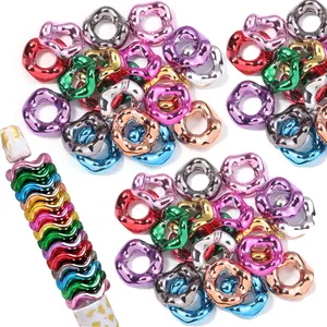 75pcs Metallic Electroplated Acrylic Spacer Beads, Stackable Lace Edge Beads for DIY Phone Chain, Beaded Pen, Bracelet, Necklace & Jewelry Craft Making