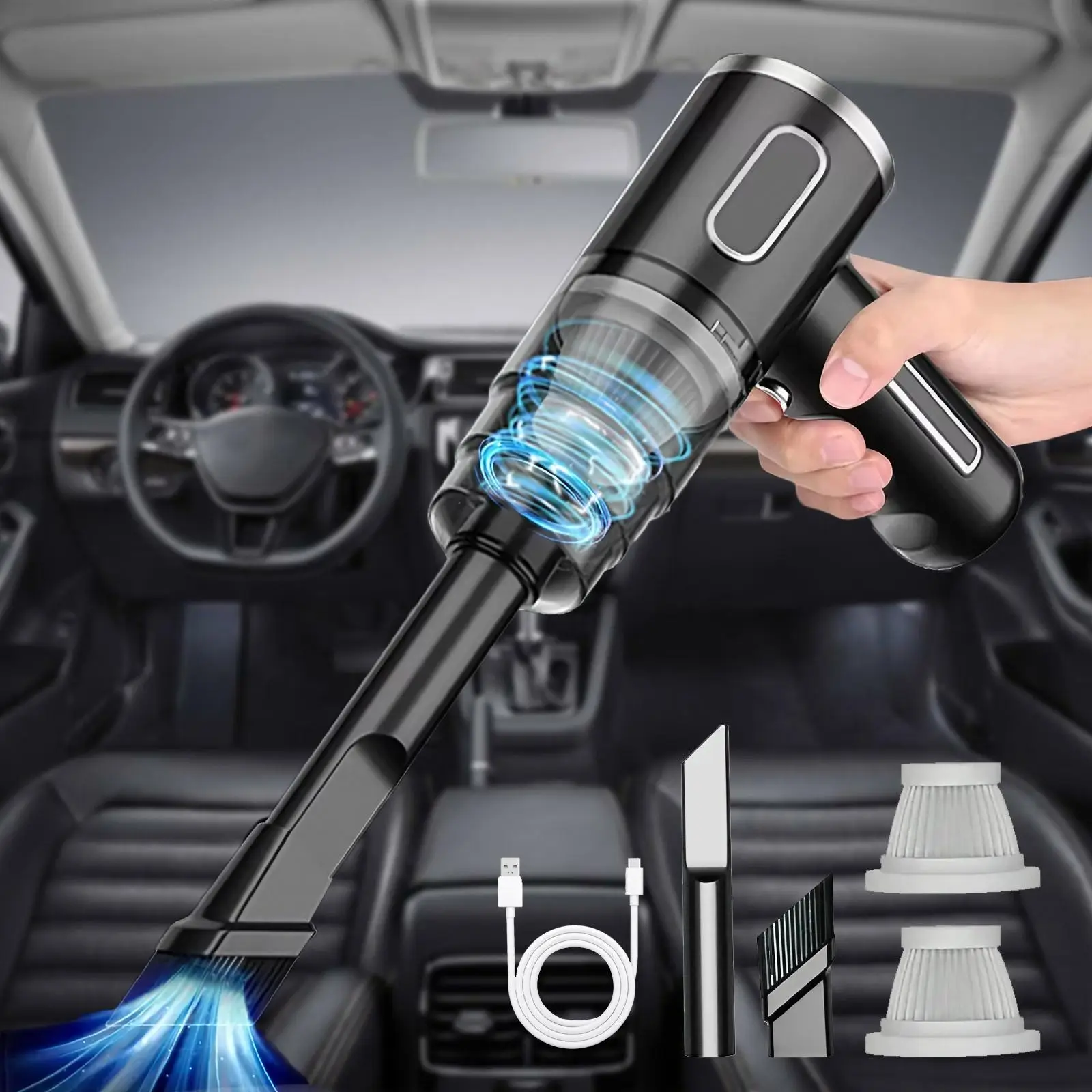 Wireless Car Vacuum Cleaner, Handheld Car Vacuum Cleaner, Multifunctional Car Cleaning Tool, Suitable for Car Home Office PS4 PC Laptop, Electrical Ap