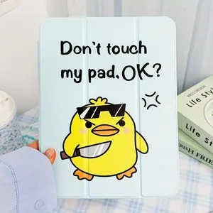Funny Yellow Duck Pattern Tri-Fold iPad Case with Built-in Pencil Holder, Adjustable Stand, Auto Sleep/Wake, Lightweight & Durable, Compatible with iPad 10th/11th Gen, iPad A16, iPad Air 11"/13", iPad Pro 11", iPad 2025 & Galaxy Tab S9 FE+ 12.4"Series,