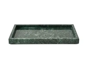 Drew Barrymore Beautiful Marble Tabletop Tray – Elegant Thyme Green Decorative Catchall for Vanity, Coffee Table, or Entryway