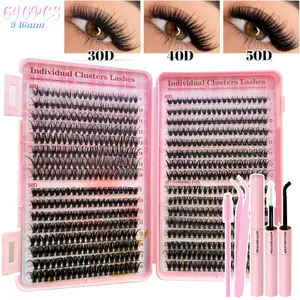 640/280pcs Eyelash Extensions Kits with Glue& Tweezers& Eyelash Brush, 9-16mm, 304050P, Eyelashes, Mixed Length Lashes, Exquisite Gift Set Beautiful Gift, Wedding, Music Festival, Thanksgiving Day