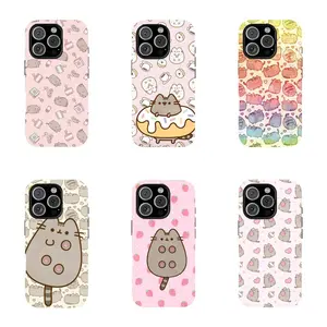 A Cute Pusheens Phone Case That Features Ice Cream, Compatible with for Samsung and iphone Models 17,16, 15, 14, 13, 12, 11 Pro Max, Halloween Christmas gift Made of Transparent TPU Soft Shell Smartphone