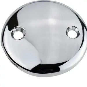 New Way 1102 Waste and Overflow Two Hole Face Plate with Screws - Chrome Finish, 3.12-in Outer Diameter, Durable Metal Construction