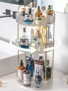 2/3 Tier 360° Rotating Makeup Storage Box, Bathroom Makeup Turntable Rotating Storage Rack, Large Capacity Cosmetic Storage Box, Countertop Dressing Rack, Suitable For Putting Cosmetics, Perfumes, SkinCare, Makeup Brushes, Lipsticks.
