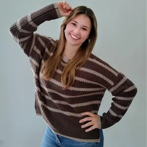 100% Wool Brown Stripped Sweater