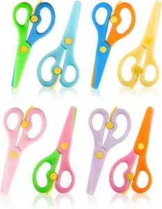 8 Pack Toddler Safety Scissors for Kids Ages 3-5 Plastic Preschool Training Scissors with Dual-Color Design & Blunt Tips Child-Safe Craft Supplies School Art Projects Paper Cutting Activities