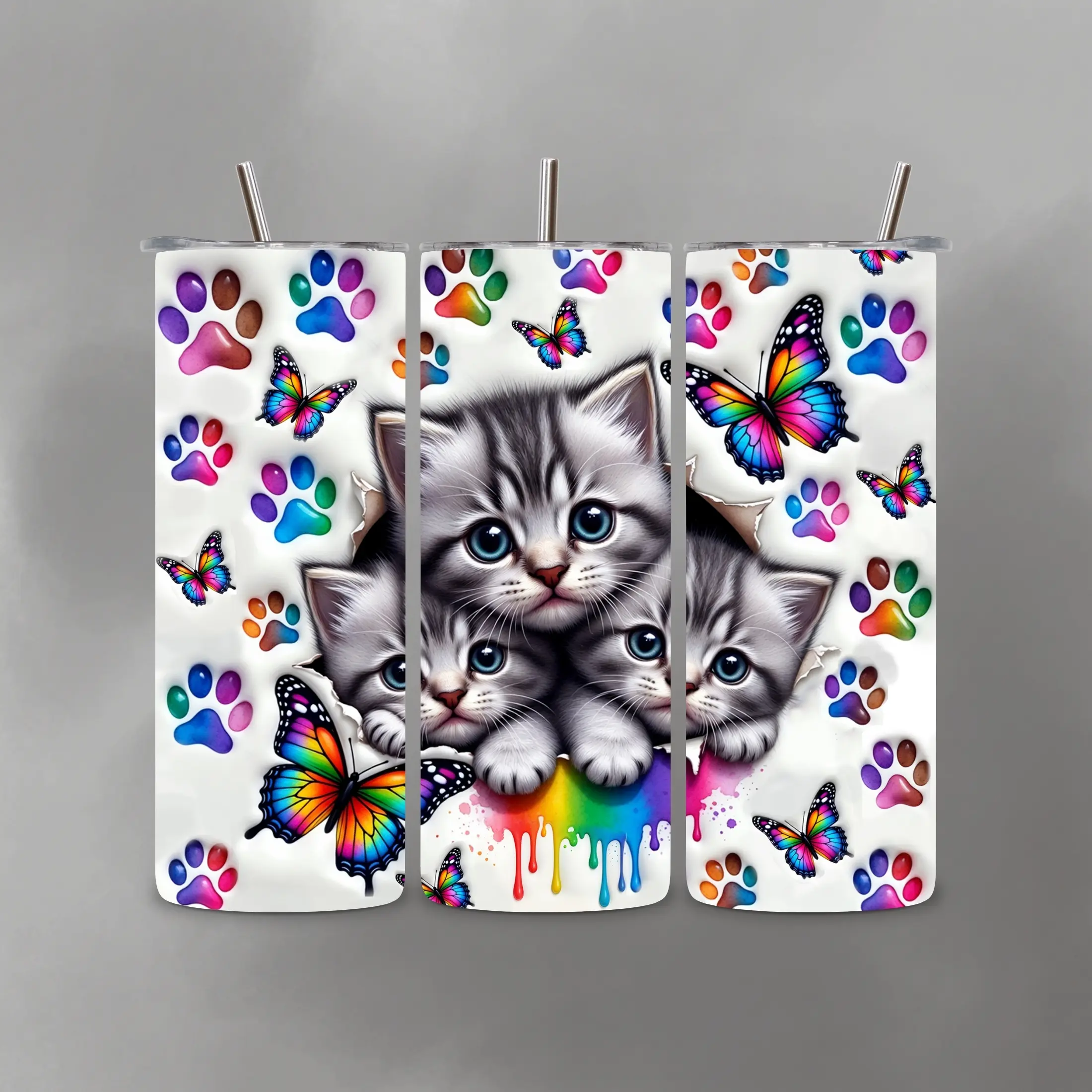 CUTE KITTENS Custom 20oz Tumbler, Insulated Drinkware Water Bottle for Daily Use