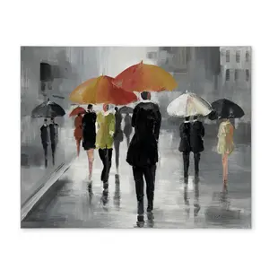 360 Stand Rectangular 14x18 in. Contemporary Gray Indoor-Outdoor Placemat, Street Scene with Umbrellas Design, Stylish Kitchenware Tableware Accessory (CPPM1418AN5HJU), Modern