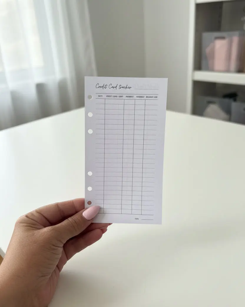 Credit Card Inserts | A6 Personal Size Planner Refill