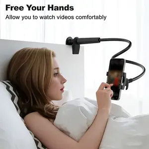 Goose Neck Phone Stand, Bed Headphone Stand, Desktop Phone Holder, Compatible with Apple 16, 17 Pro, Adjustable Design