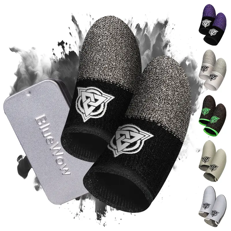 BlueWow SilverFiber Seamless Thumb Finger Sleeves - Gaming Thumbsticks Accessories for Smartphones, Consoles, Anti-Sweat, Breathable, SuperConductive, Precise, Comfortable, Trial Touch Compatible