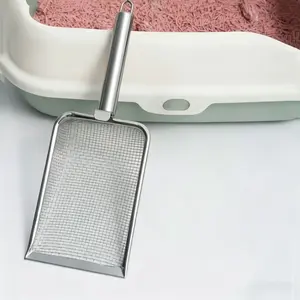 Stainless Steel Cat Litter Scoop, Litter Box Scooper, Kittens, Dog and Chicken Waste Scoop, Pet Waste Filter Net, Convenient Pet Care Tool, Durable and Easy to Use