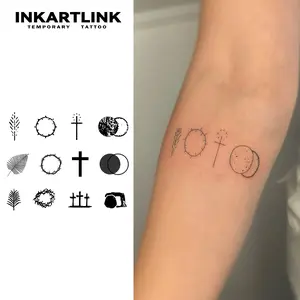 INKARTLINK Tattoo Tech, 2 Sheets Semi-Permanent Temporary Tattoos ,Leaf Ring Cross,Adult Art Design,Lasts 1-2 Weeks, Waterproof, Realistic Look, No Adhesive, No Reflection,For Man And Woman,Ideal for Swimming, Party
