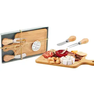 Wedding Party Gifts Wooden Square Cheese Board Gift Set Cheese Board Knives Thank You Tags with White Box for Guests for Valentine's Day Bridal Baby Shower Housewarming Gifts